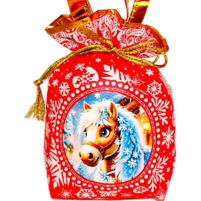 Детский новогодний подарок в мешочке весом 850 грамм