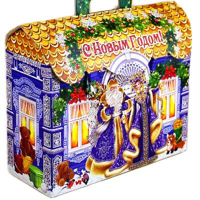 Детский новогодний подарок в картонной упаковке весом 1000 грамм