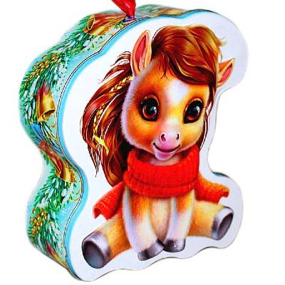 Сладкий новогодний подарок в жестяной упаковке весом 600 грамм