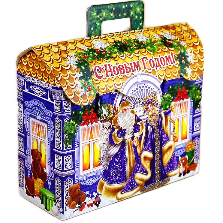 Детский новогодний подарок в картонной упаковке весом 1000 грамм